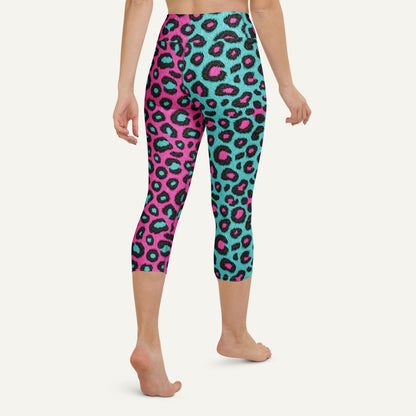 80s Retro Leopard Print High-Waisted Capri Leggings