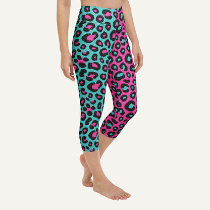 80s Retro Leopard Print High-Waisted Capri Leggings