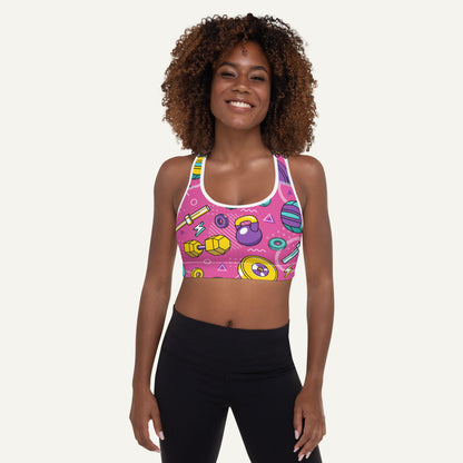 90s Weights Pink Padded Sports Bra