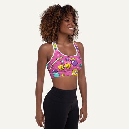 90s Weights Pink Padded Sports Bra