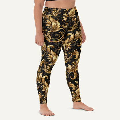 Baroque Flourish Black High-Waisted Leggings