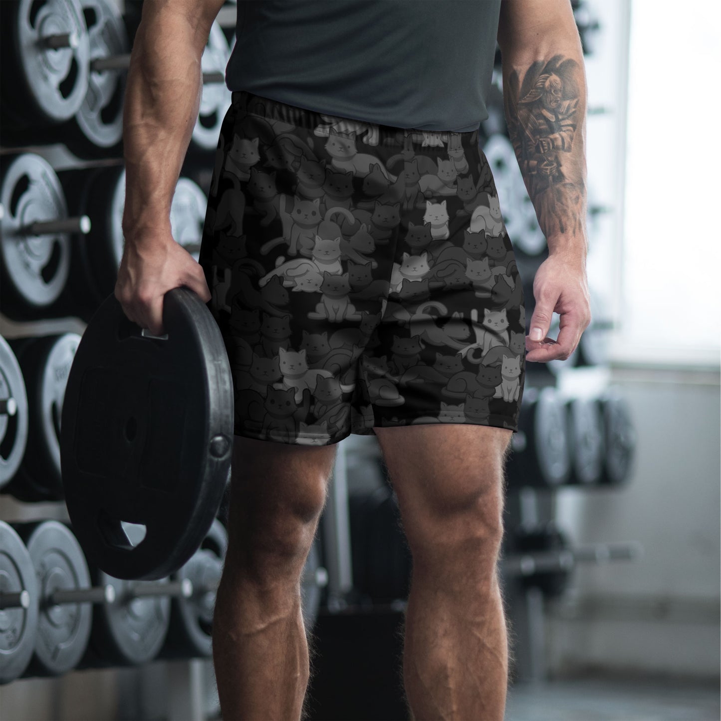 Black Camo Cat Athletic Shorts
