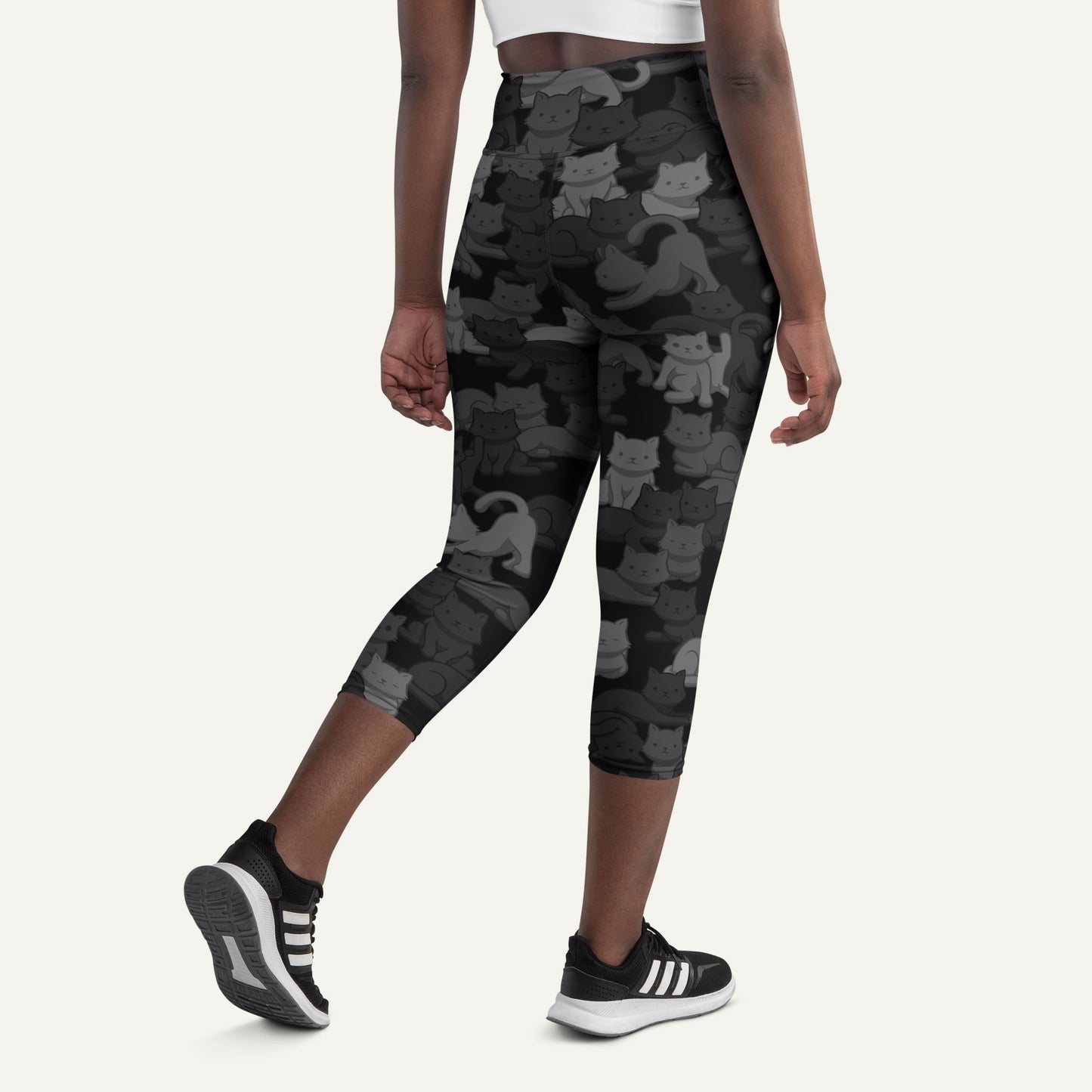 Black Camo Cat High-Waisted Capri Leggings