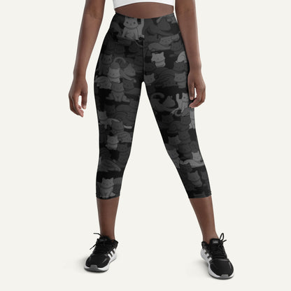 Black Camo Cat High-Waisted Capri Leggings