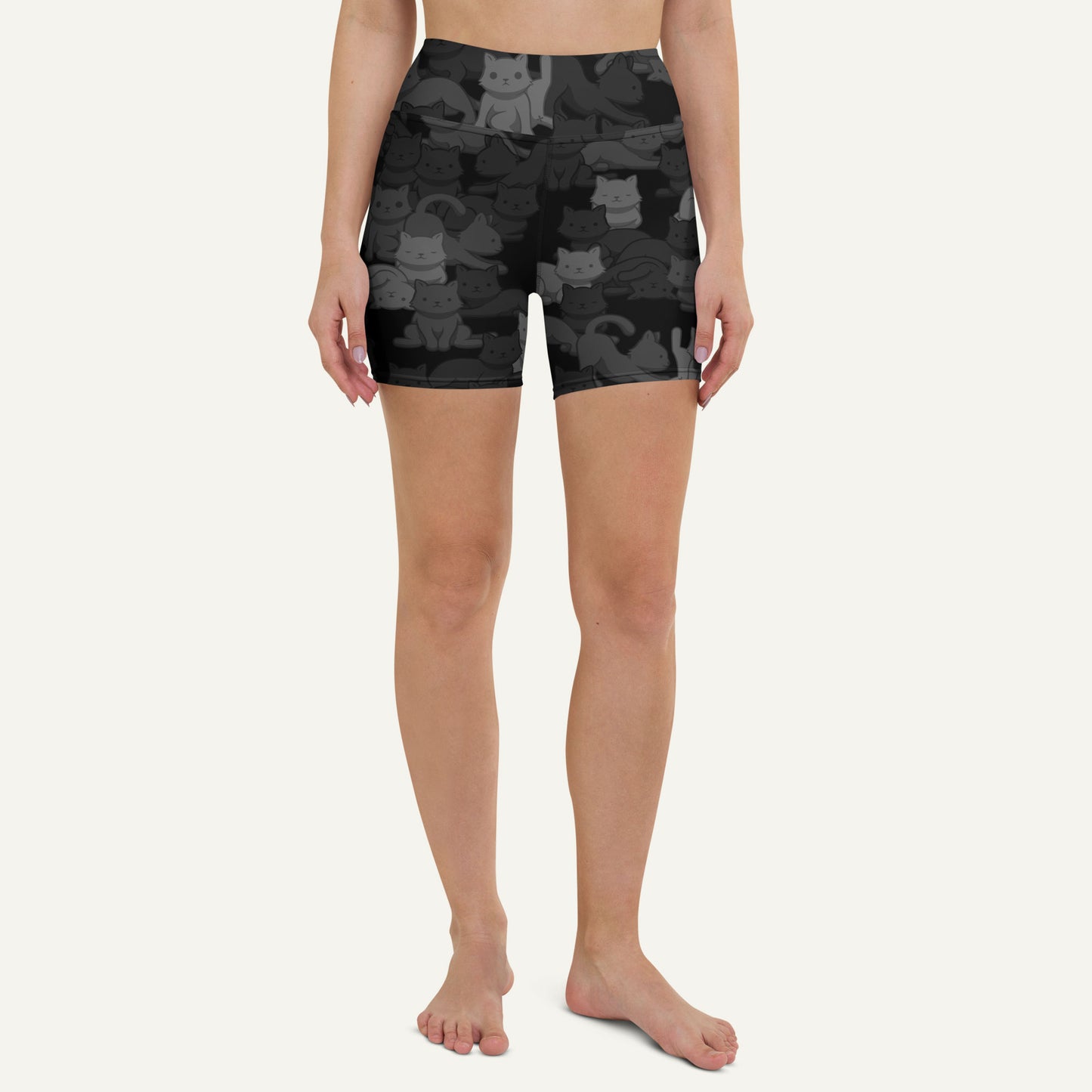 Black Camo Cat High-Waisted Shorts