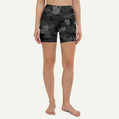 Black Camo Cat High-Waisted Shorts