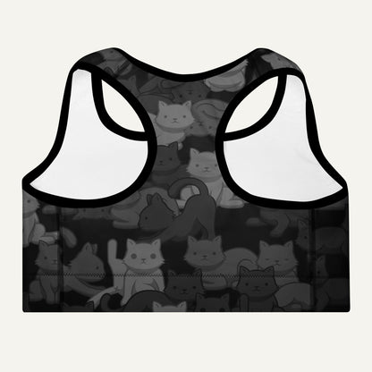Black Camo Cat Padded Sports Bra