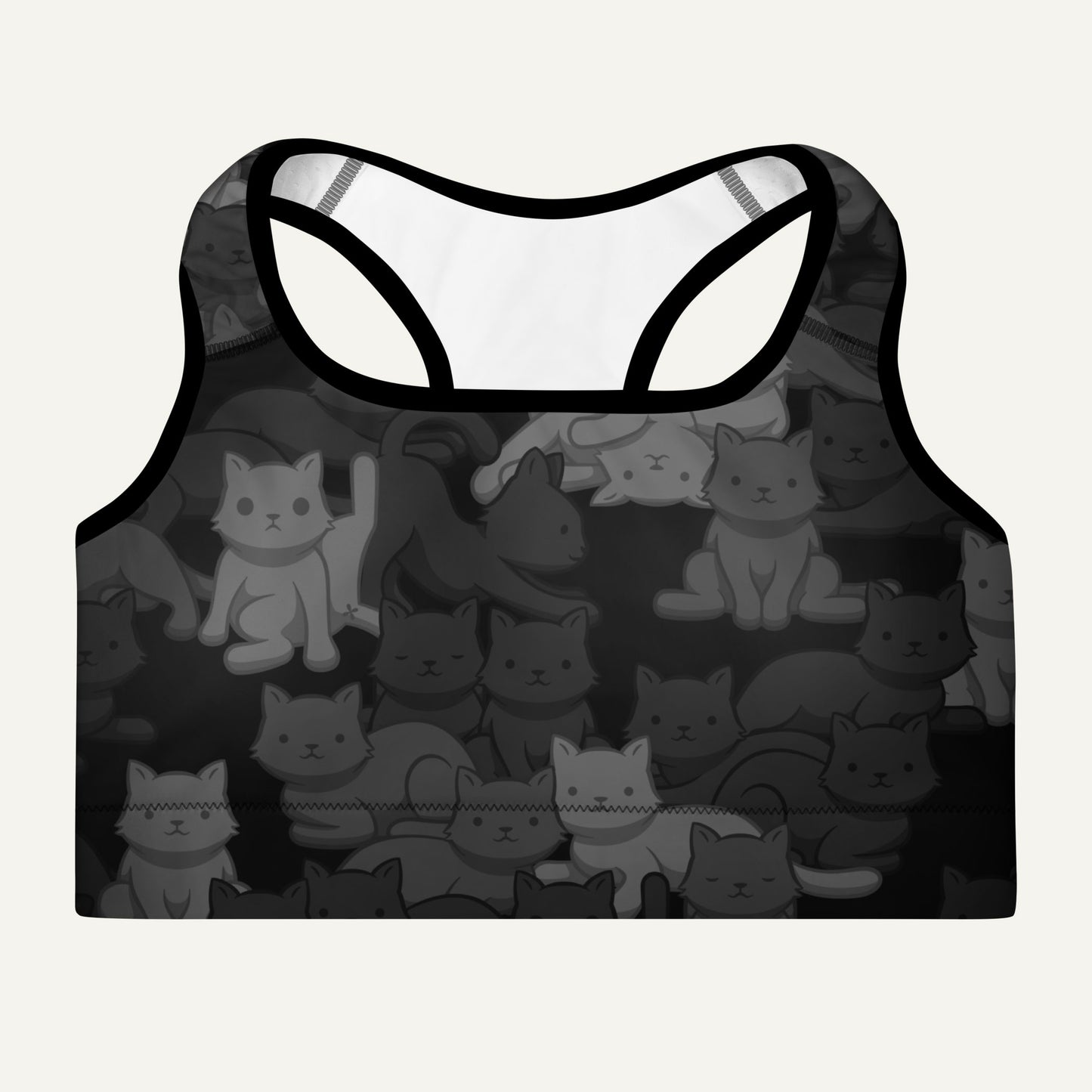 Black Camo Cat Padded Sports Bra