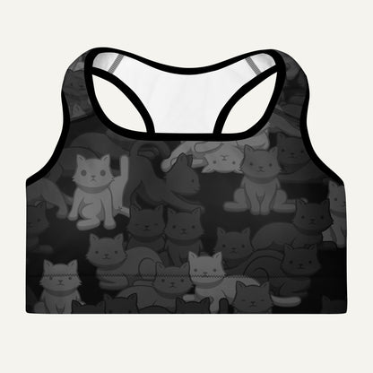 Black Camo Cat Padded Sports Bra