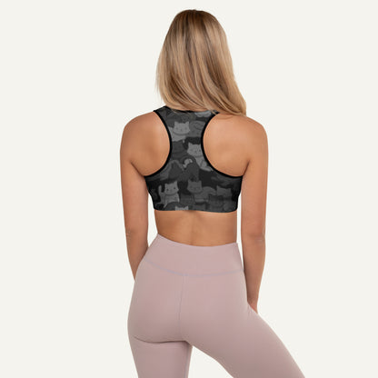 Black Camo Cat Padded Sports Bra