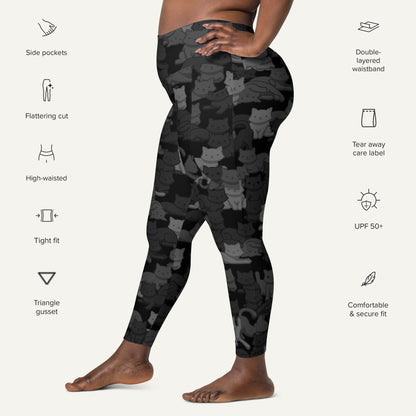 Black Camo Cat Pocket Leggings