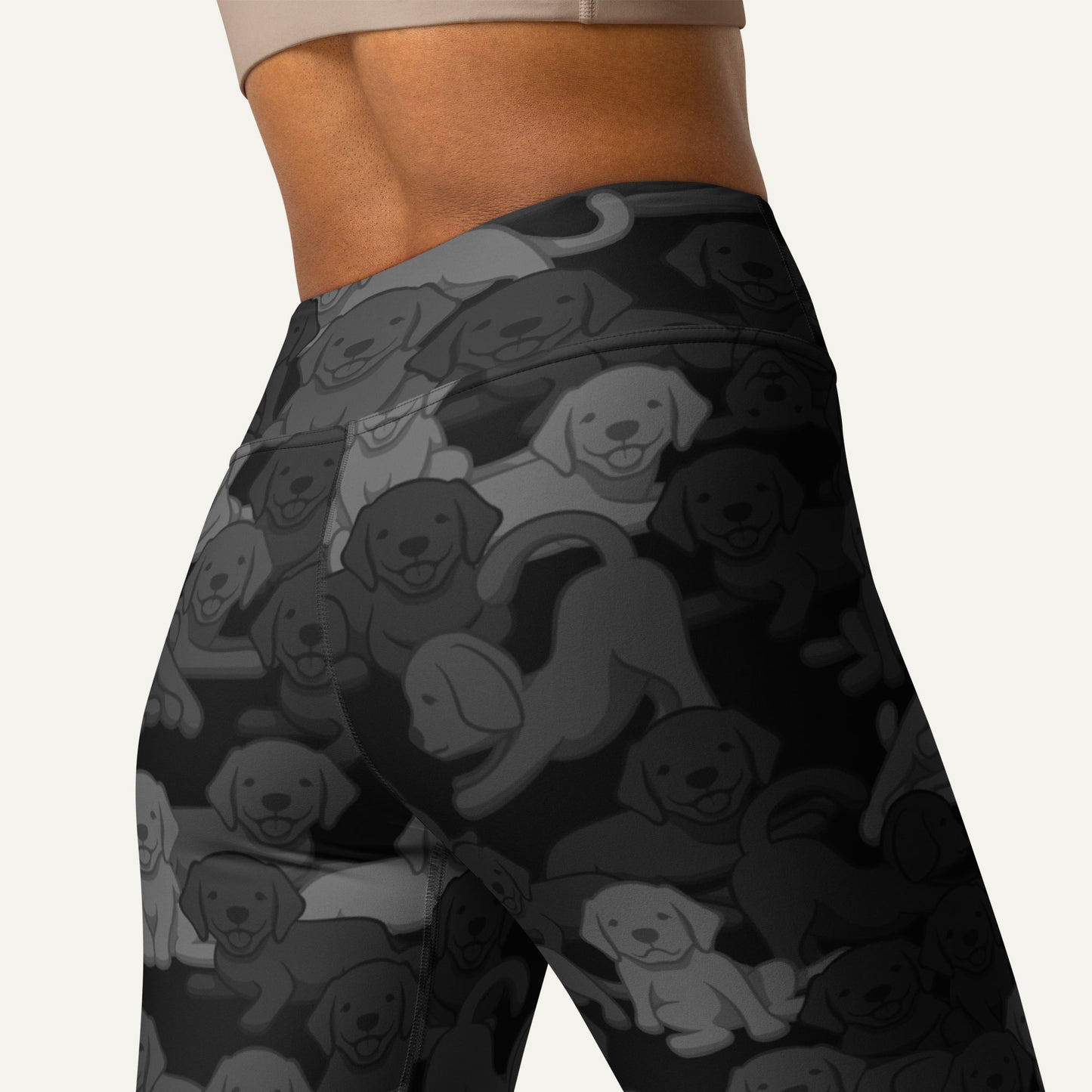Black Camo Dog High-Waisted Leggings