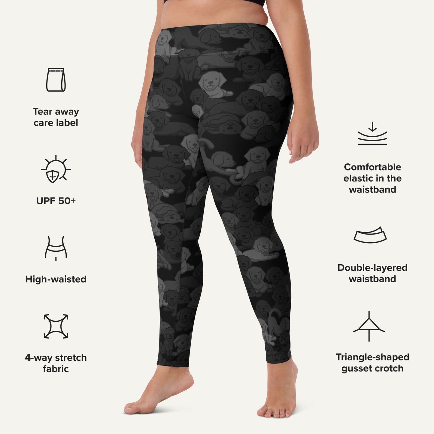 Black Camo Dog High-Waisted Leggings