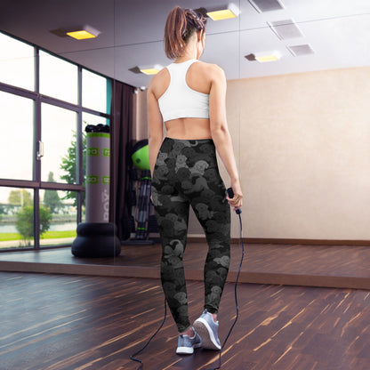 Black Camo Dog High-Waisted Leggings