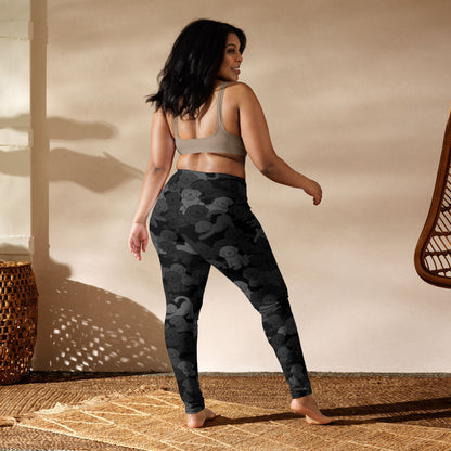Black Camo Dog High-Waisted Leggings