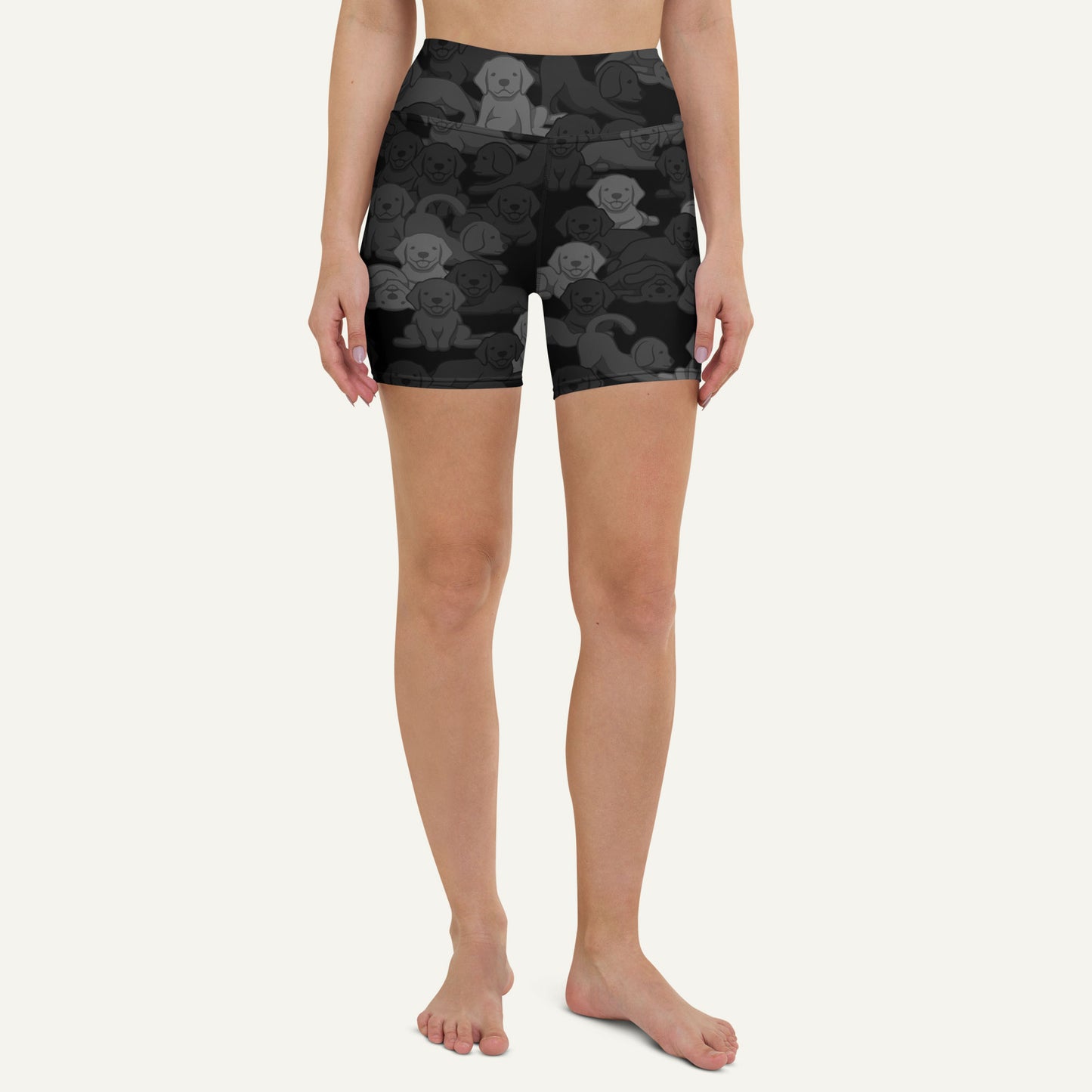 Black Camo Dog High-Waisted Shorts
