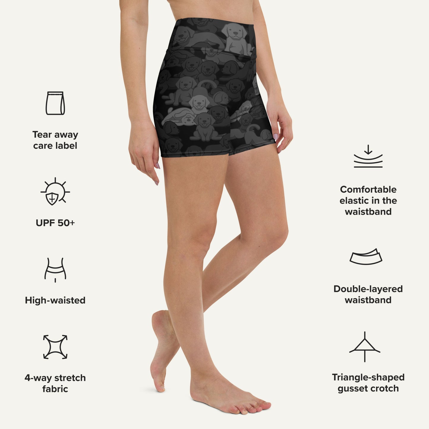 Black Camo Dog High-Waisted Shorts