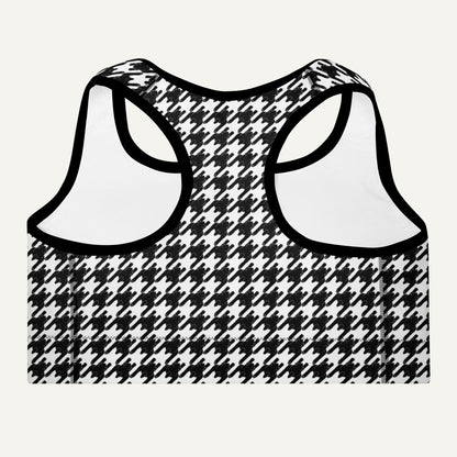 Black Cat Houndstooth Padded Sports Bra