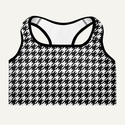 Black Cat Houndstooth Padded Sports Bra