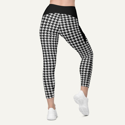 Black Cat Houndstooth Crossover Pocket Leggings - Ministry of Sweat