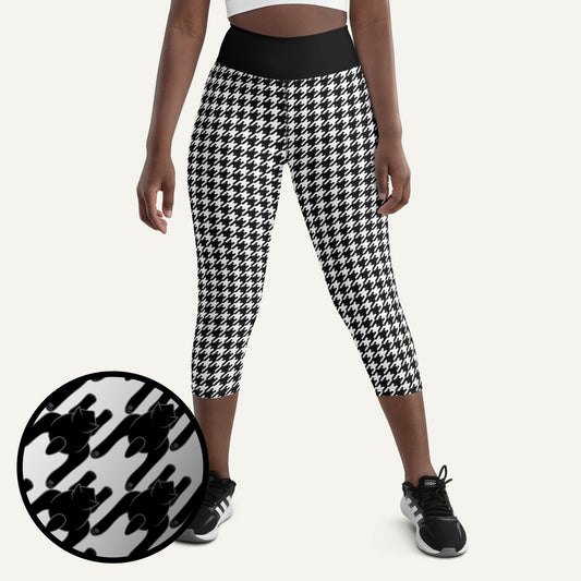 Black Cat Houndstooth High-Waisted Capri Leggings