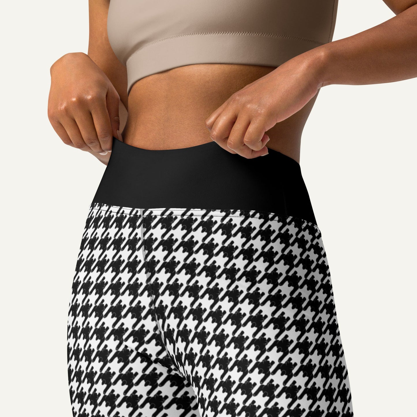 Black Cat Houndstooth High-Waisted Leggings