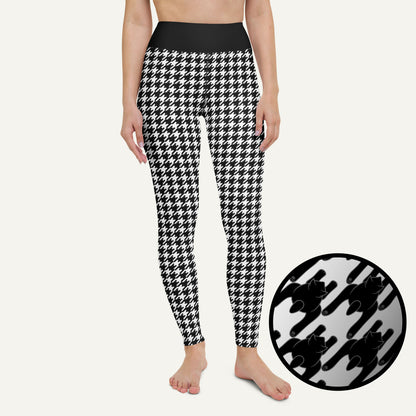 Black Cat Houndstooth High-Waisted Leggings
