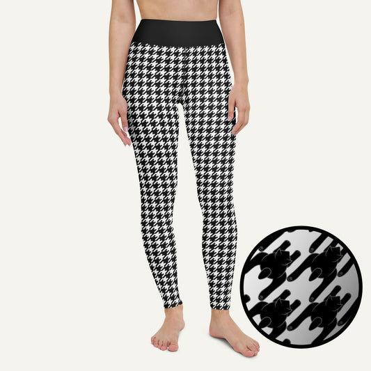 Black Cat Houndstooth High-Waisted Leggings