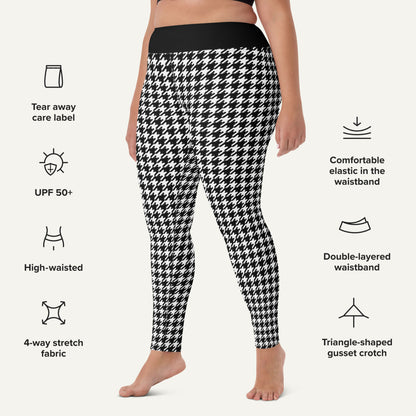 Black Cat Houndstooth High-Waisted Leggings