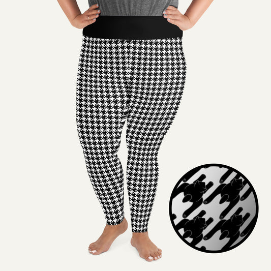 Black Cat Houndstooth Plus Size Leggings