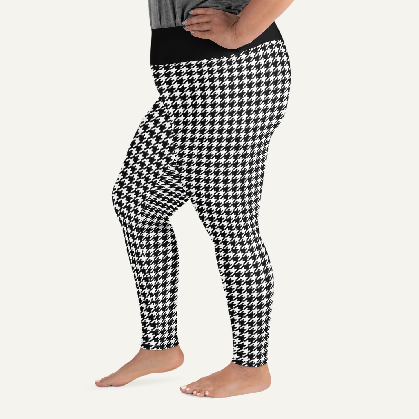 Black Cat Houndstooth Plus Size Leggings