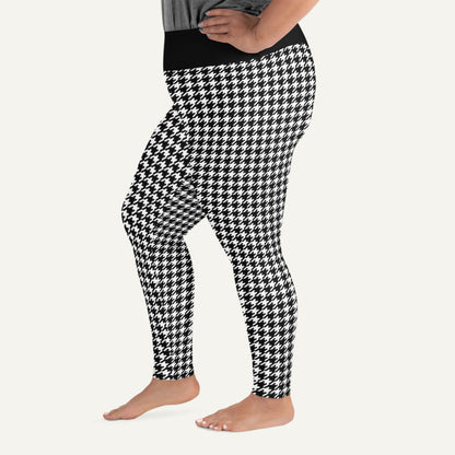 Black Cat Houndstooth Plus Size Leggings