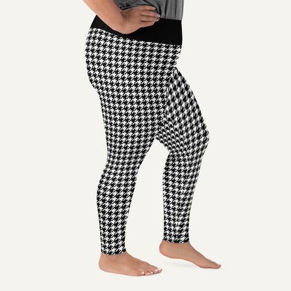 Black Cat Houndstooth Plus Size Leggings