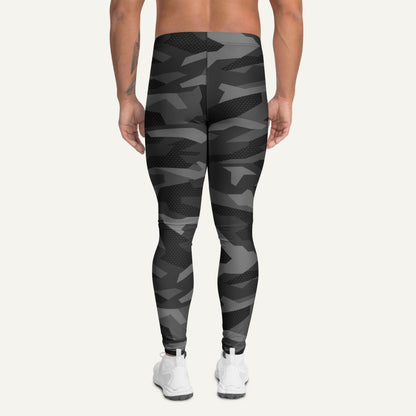 Black Geometric Camo Men’s Leggings - Ministry of Sweat