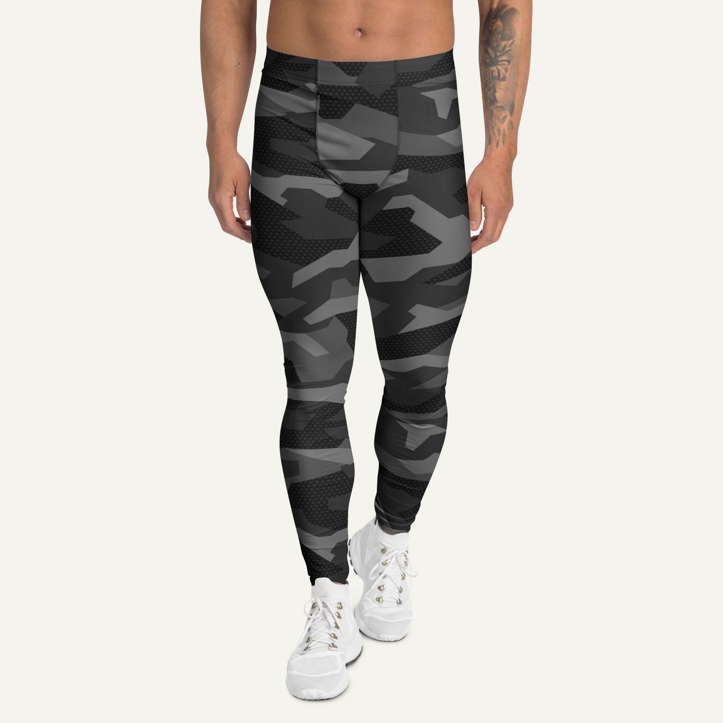 Black Geometric Camo Men’s Leggings - Ministry of Sweat