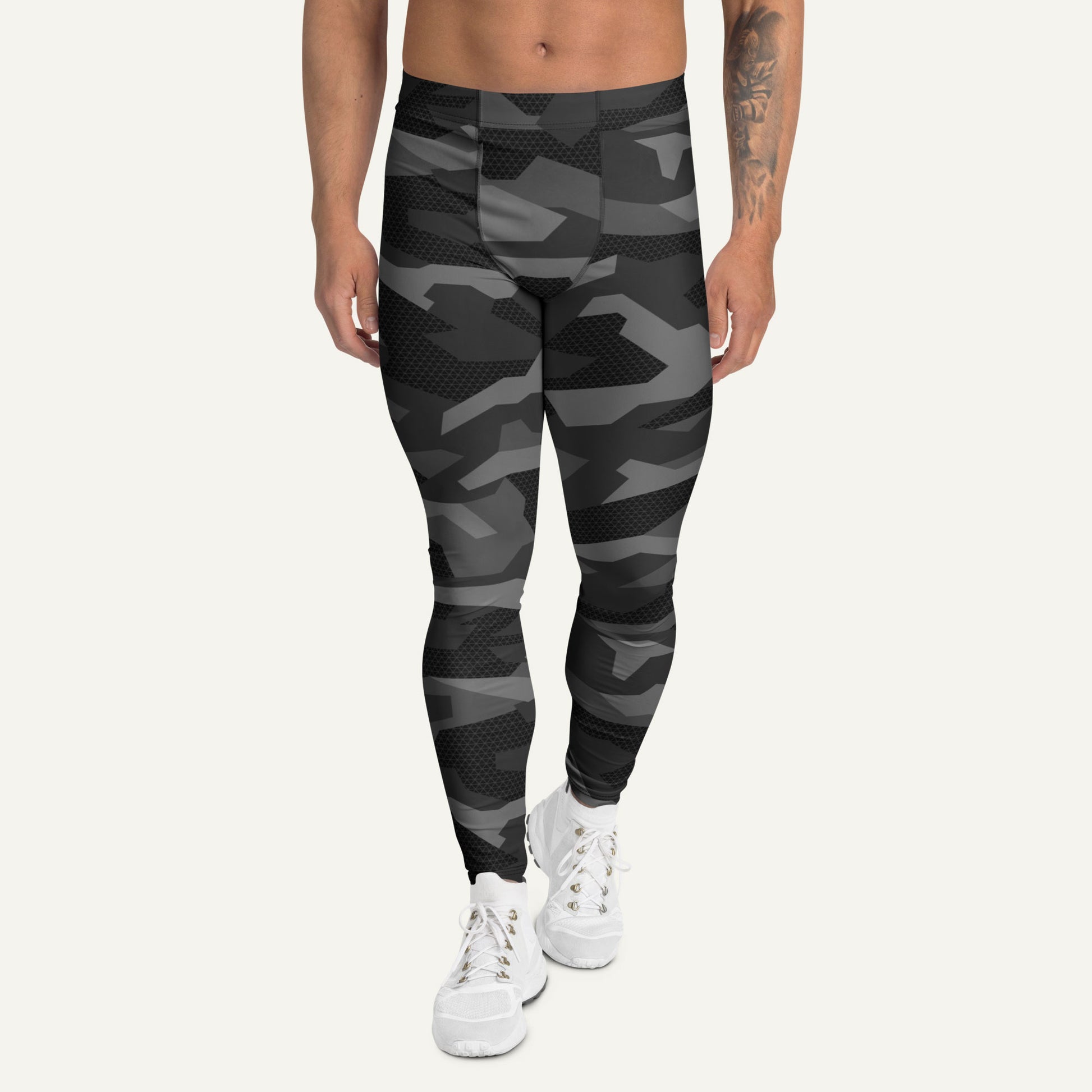 Black Geometric Camo Men’s Leggings - Ministry of Sweat