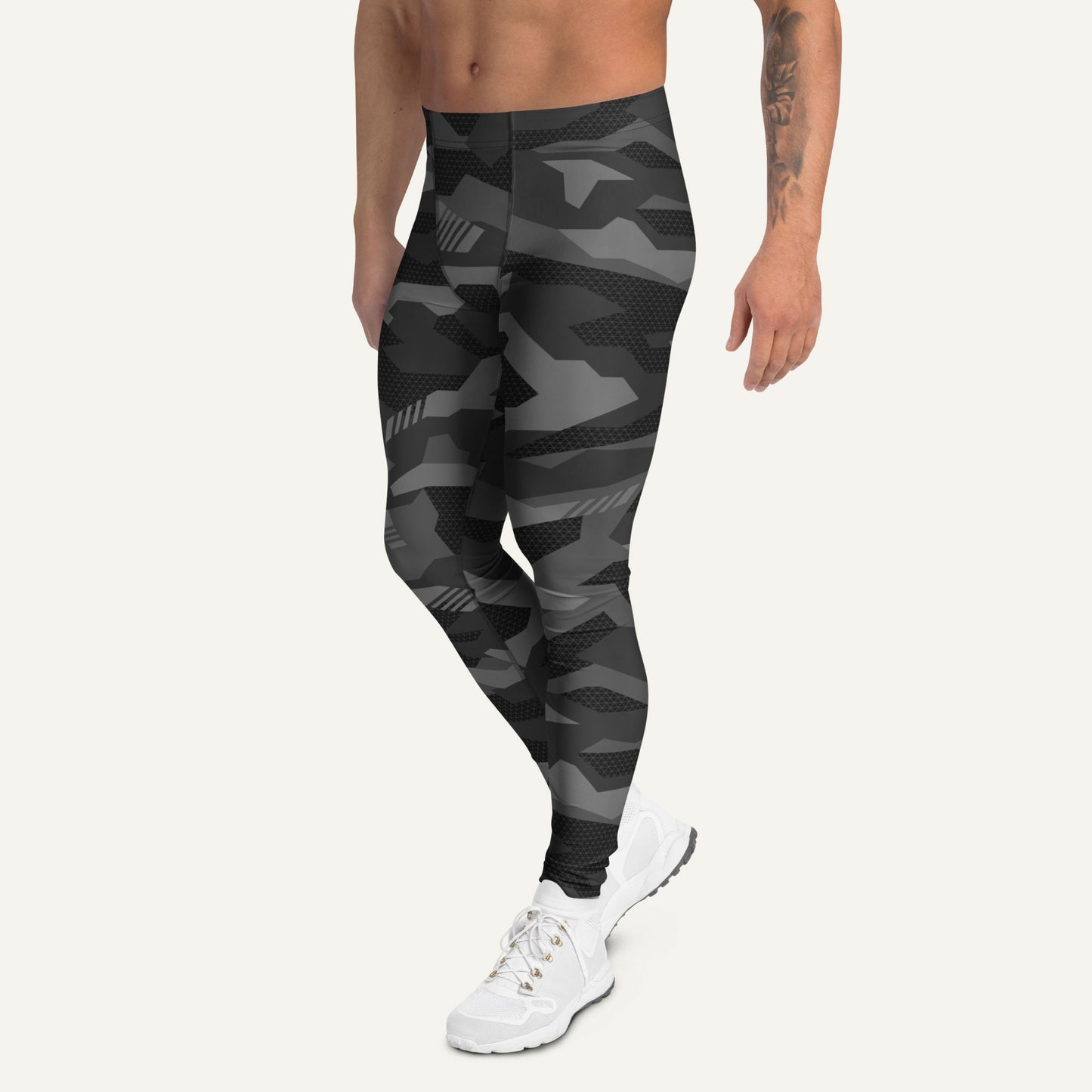 Black Geometric Camo Men’s Leggings