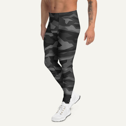 Black Geometric Camo Men’s Leggings - Ministry of Sweat