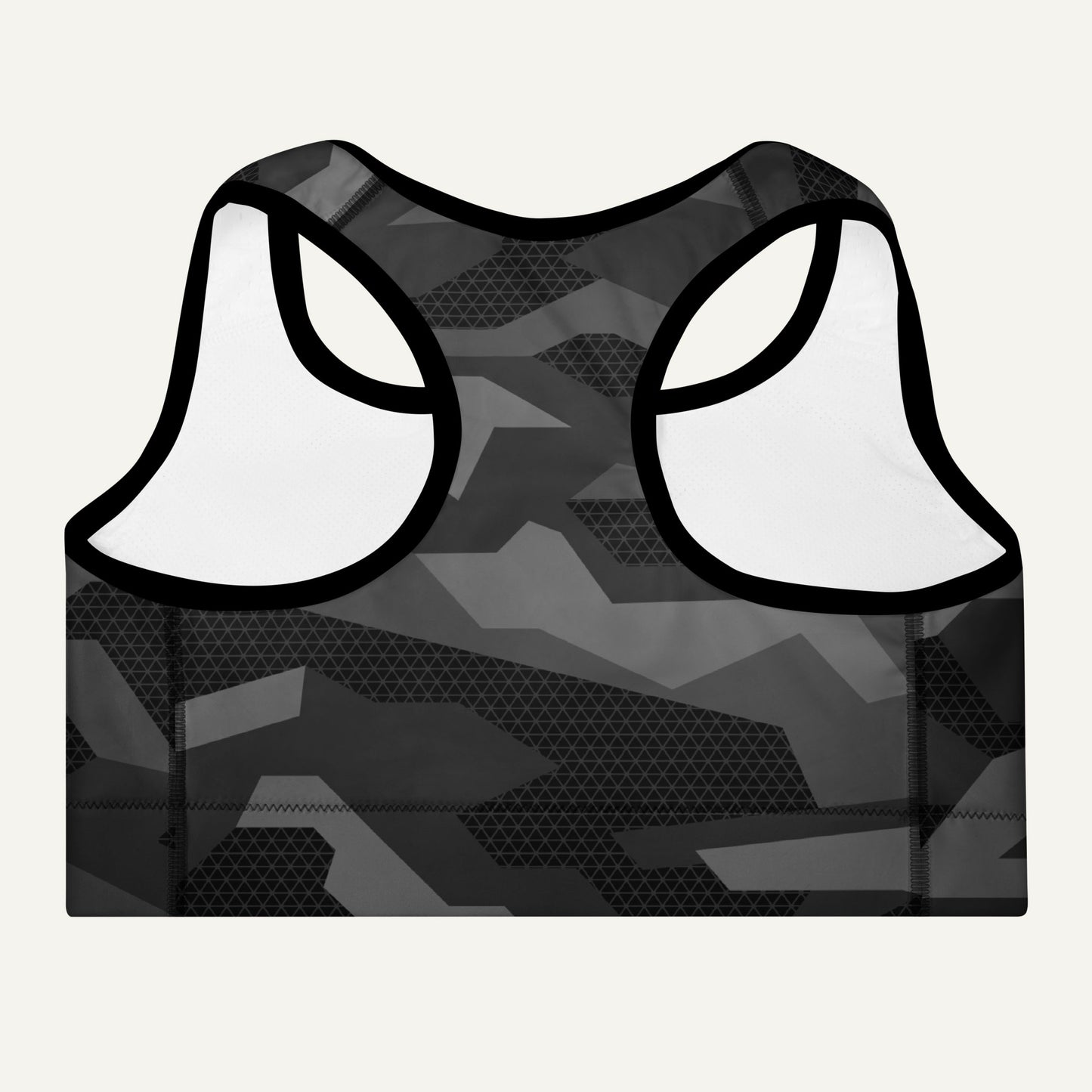 Black Geometric Camo Padded Sports Bra - Ministry of Sweat
