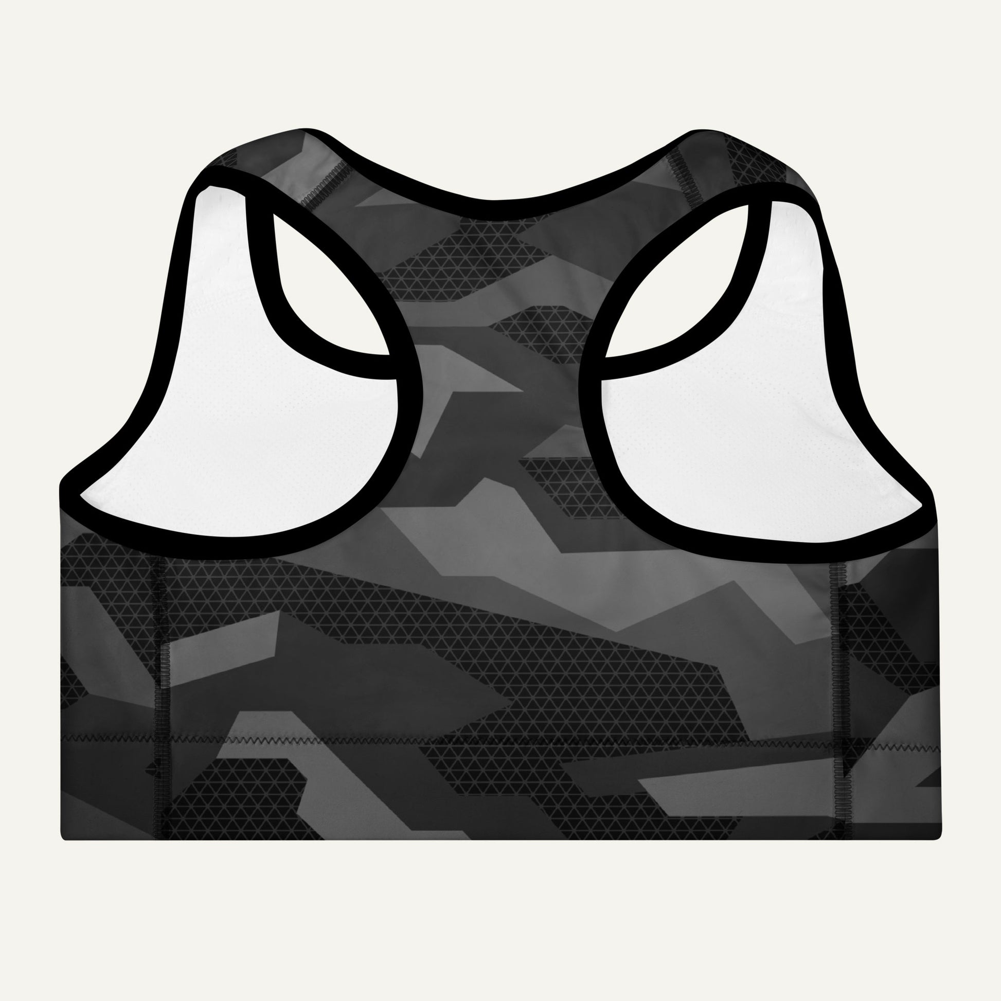 Black Geometric Camo Padded Sports Bra - Ministry of Sweat