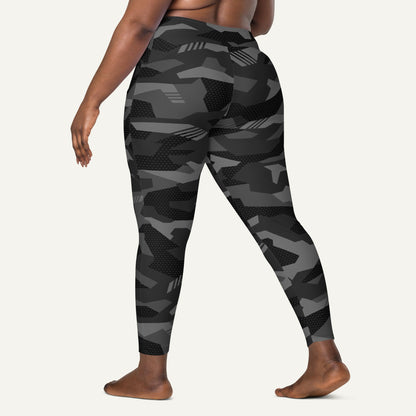 Black Geometric Camo Crossover Pocket Leggings