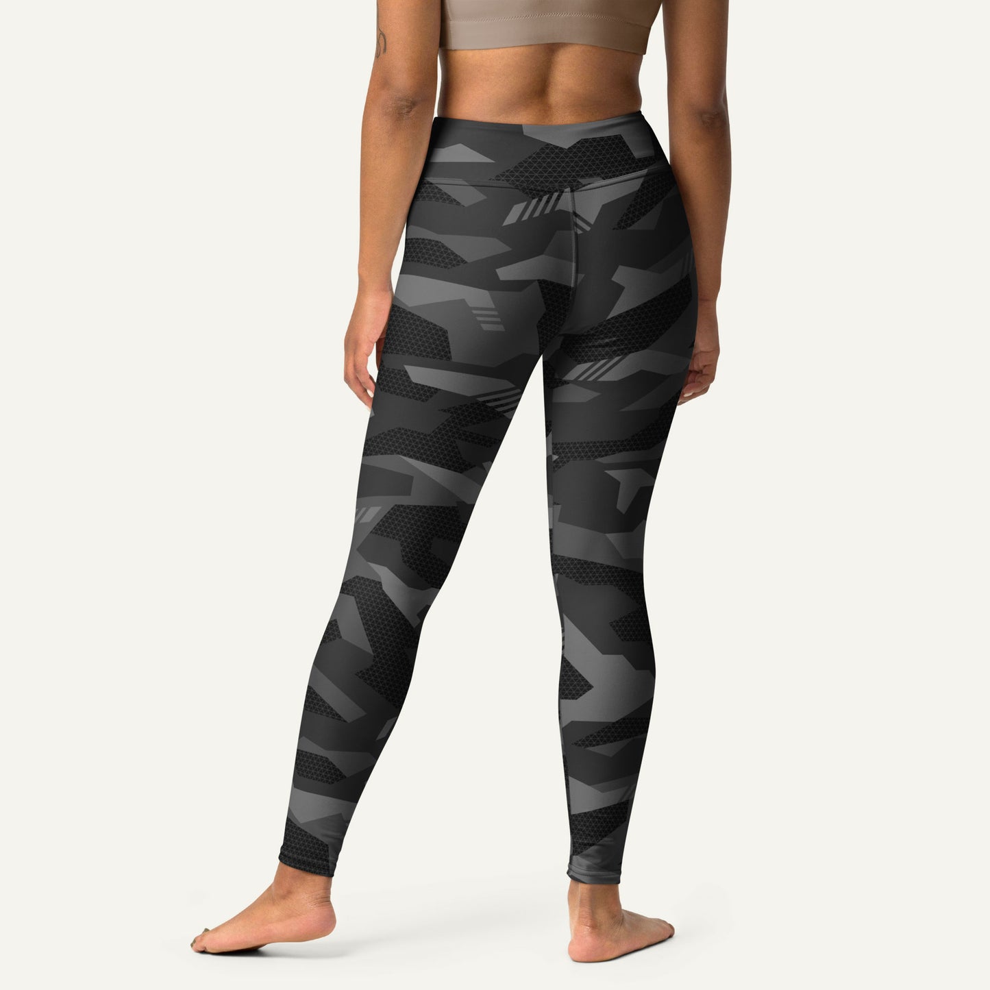 Black Geometric Camo High-Waisted Leggings