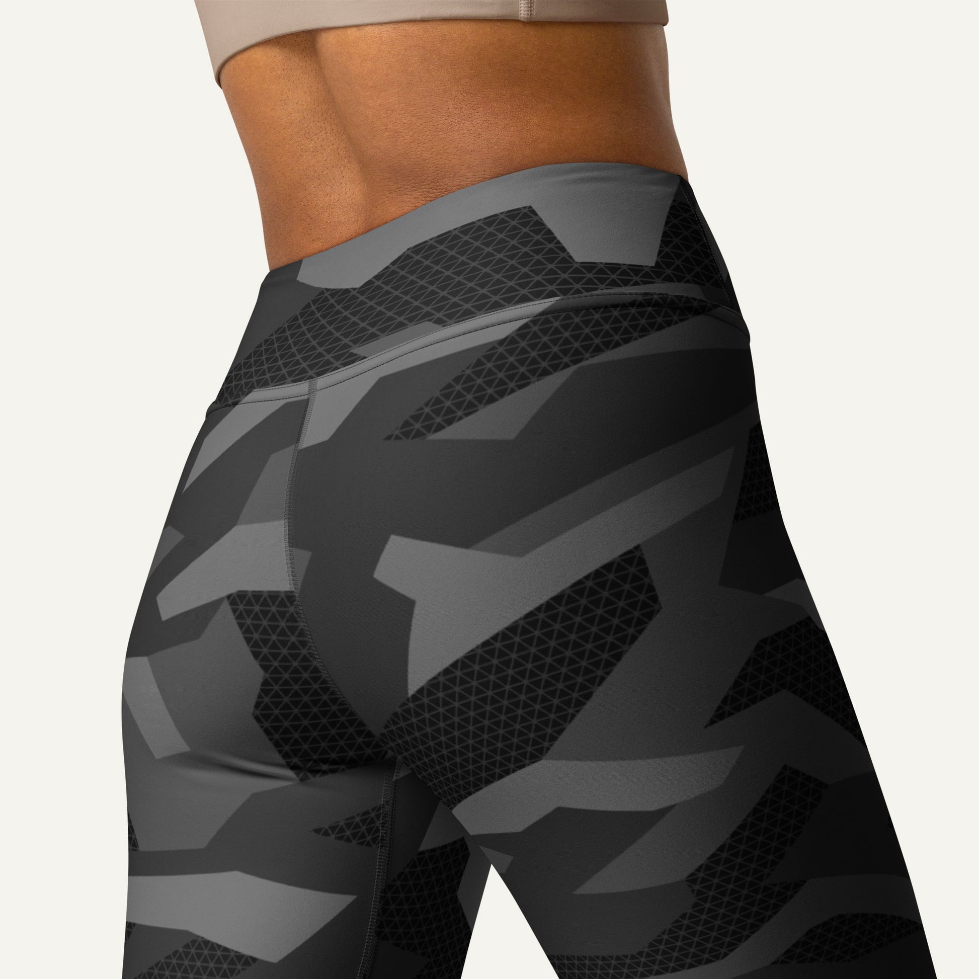 Black Geometric Camo High-Waisted Leggings - Ministry of Sweat