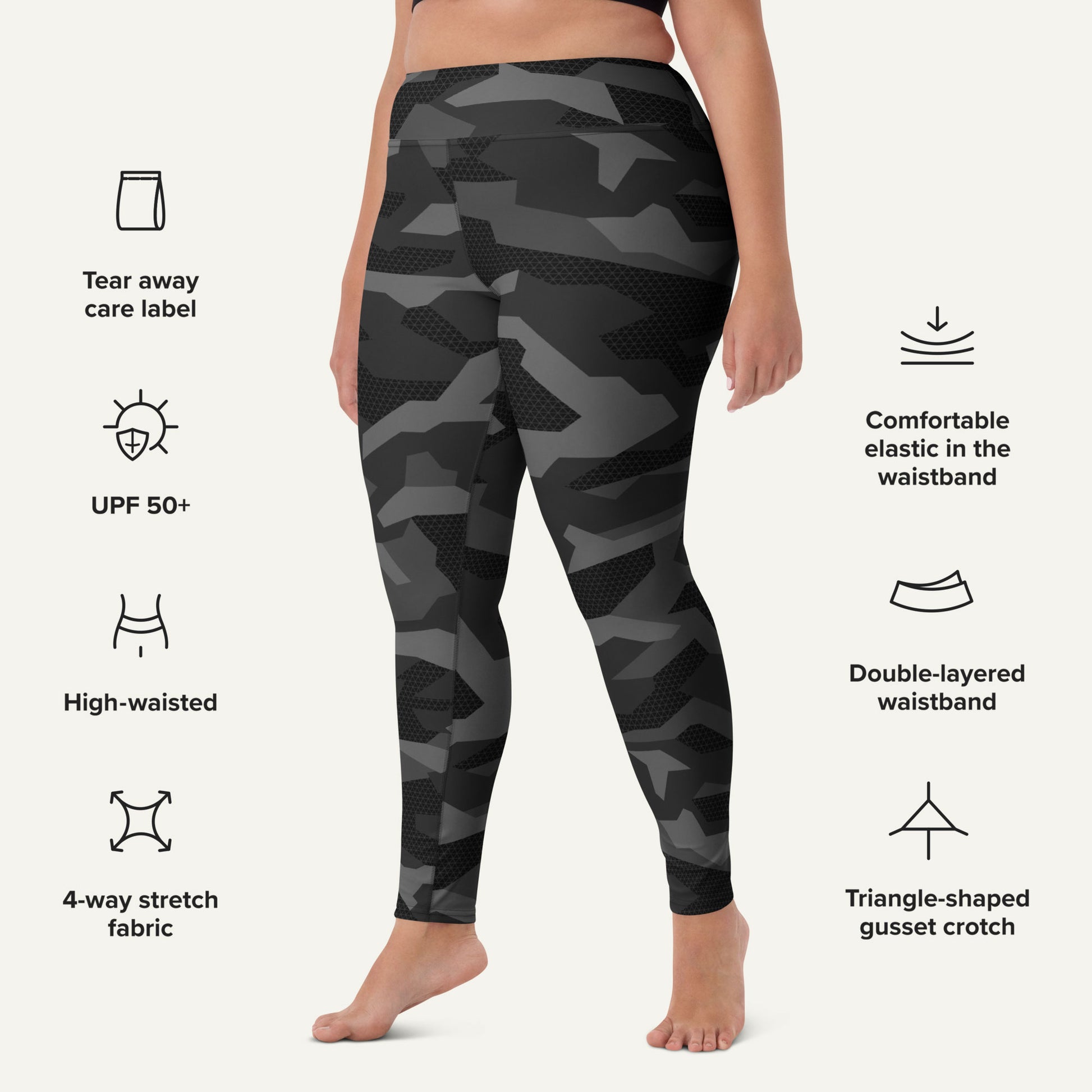 Black Geometric Camo High-Waisted Leggings - Ministry of Sweat