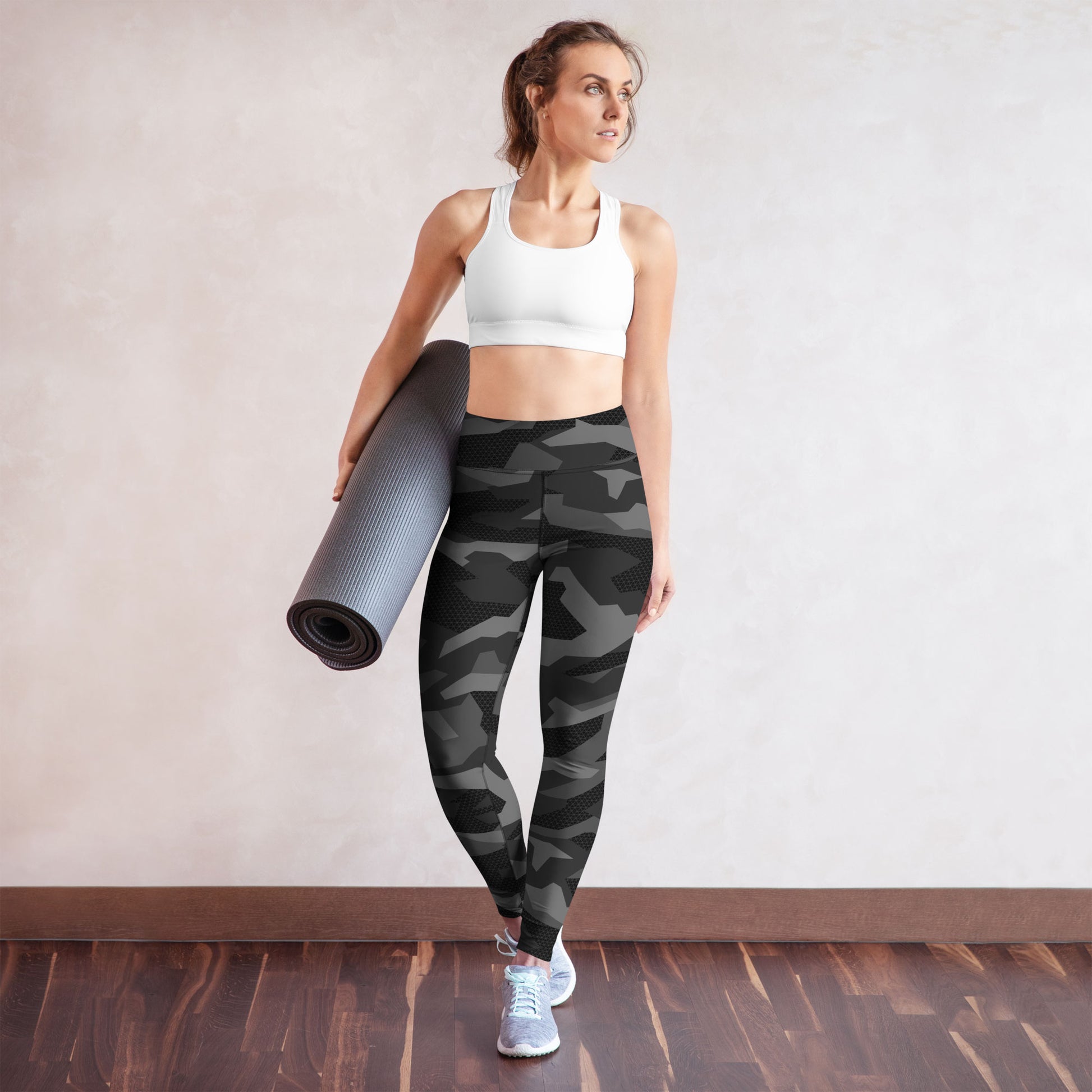 Black Geometric Camo High-Waisted Leggings - Ministry of Sweat