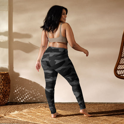 Black Geometric Camo High-Waisted Leggings - Ministry of Sweat