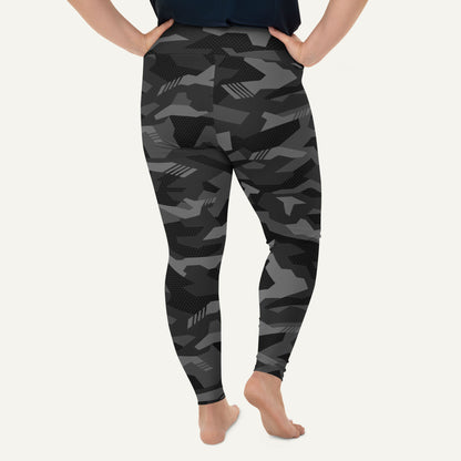 Black Geometric Camo Plus Size Leggings