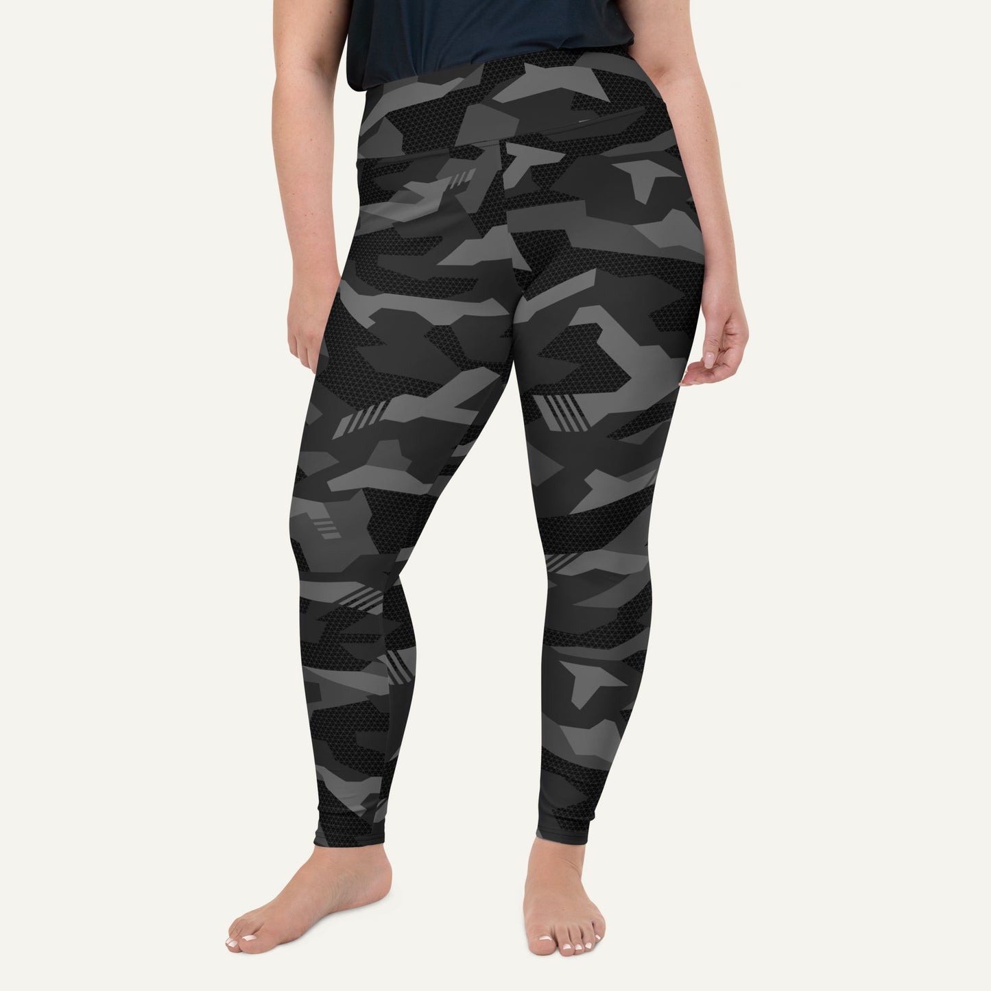 Black Geometric Camo Plus Size Leggings