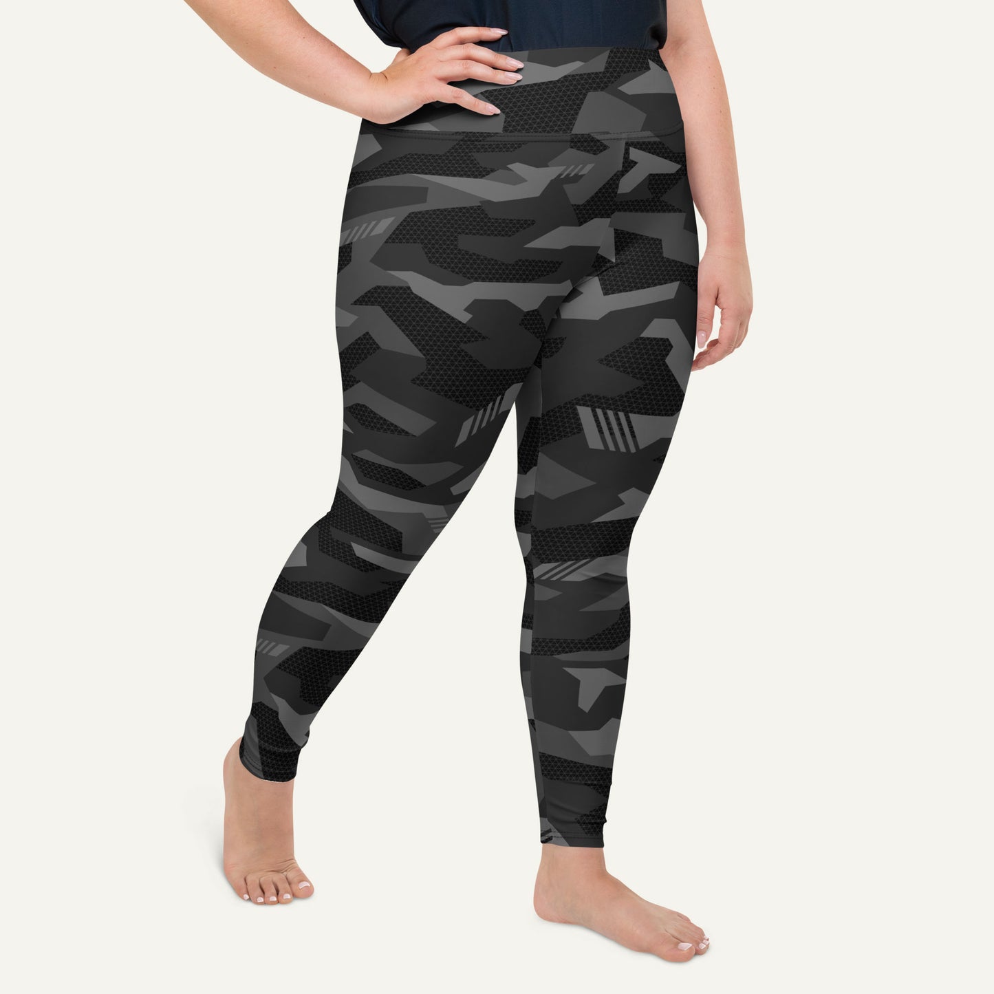 Black Geometric Camo Plus Size Leggings