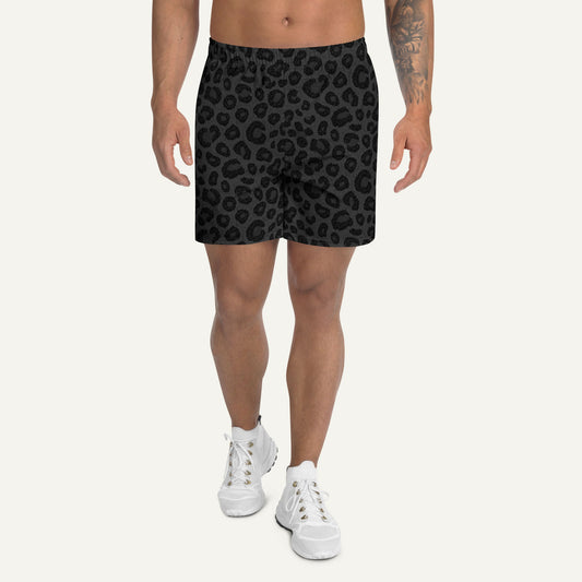 Black Leopard Print Athletic Shorts
